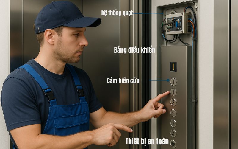 Kiểm tra hệ thống chiếu sáng, hệ thống liên lạc và các tính năng an toàn trong cabin